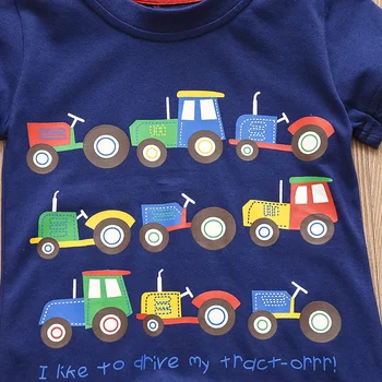 Noi Bumbac Copii T-Shirt pentru Copii de Vara cu Maneci Scurte T-Shirt pentru Fete Haine Camion Masina pentru Copii Imprimate Tricou Copil Topuri 1-6M
