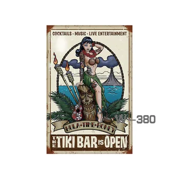 Tikki Bar Asia De Sud-Est Semne Plaja Peștera Tin Semn De Desene Animate De Artă Poster De Epocă Placă De Metal Placa Bar Pub Pin Up Decor De Perete