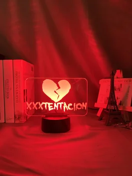 Iluzia 3d lampă comutator Tactil Rapper American XXXTentacion Pictograma Inima Frântă de Decorare Fete Veioza Cadou Lampă de Masă