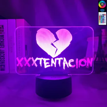 Iluzia 3d lampă comutator Tactil Rapper American XXXTentacion Pictograma Inima Frântă de Decorare Fete Veioza Cadou Lampă de Masă