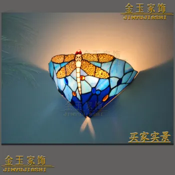 12 inch Tiffany Mediteraneene Libelula lampă de perete restaurant coridorul vii pat cameră-iluminat