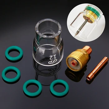 ABSF 7Pcs/Set #12 din Sticlă Pyrex Cup Kit Stubby Relaxarea Corpului Gaz Obiectiv Tig pistolet de Sudare Pentru Wp-9/ 20/ 25 Sudare Accesorii