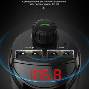 1buc Bluetooth Car Audio MP3 Player FM Transmițător Bluetooth Handsfree de Asteptare Car Kit 3.4 O Încărcare Rapidă Dual USB Masina Încărcător