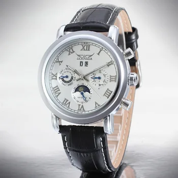 JARAGAR cifre Romane bărbați ceas de ceas calendar ceas mecanic barbati tendință de moda din piele ceas curea