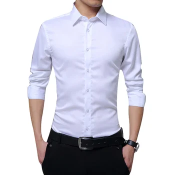 Barbati Maneca Lunga Camasi Slim Fit Solid de Afaceri Formal Shirt pentru Toamna SEC88