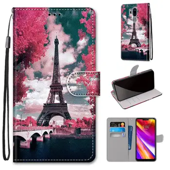 Cazuri noi Pentru LG G7 ThinQ G710 Caz Piele Flip Cover Pentru LG G8 ThinQ g820n Caz Portofel Stand Ține Coperta de Carte Fox Tigru Flori