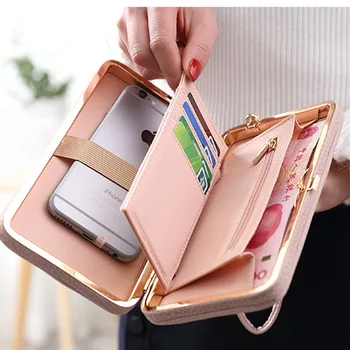Noi Pungă portofel femeie de mare capacitate brand deținătorii de carduri de telefon mobil de buzunar, cadouri pentru femei geanta cu bani ambreiaj curelușă saci Papion