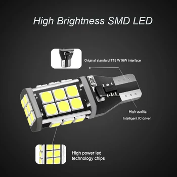 ANMINGPU 2x Lampa Semnal T15 Led 24SMD 3030 Chips-uri 912 921 W16W Bec Led Lumină de Rezervă Auto Reverse Lumina Lămpii de Parcare, Alb 12V