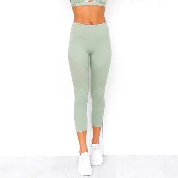 Femei sexy fără Sudură yoga costum set de Fitness, Costume de Sport sală de GIMNASTICĂ Pânză Yoga Camasi cu Maneca Talie Mare de Funcționare Jambiere Pantaloni de Antrenament