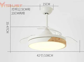 36/42 Inch, Ventilator de Tavan Lumina Reversibile cu Telecomanda LED Candelabru cu Retractabil Invizibil Lame Motor Silent