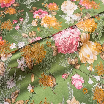 Flori Imitație de Mătase țesături din damasc, brocart model jacquard de cusut material pentru cheongsam kimono de DIY material pentru rochie