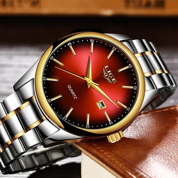 LIGE Hot de Moda Cuarț Bărbați Automat Ceas de mână Marca Impermeabil din Piele Ceasuri Mens Casual Crescut de Ceas de Aur Pentru Bărbați 2019 NOI