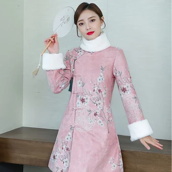 Qipao Chineză Tradițională Orientală Rochie Femei Cheongsam Sexy Moderne Rochie Chinez Qi Pao Gros de Iarna pentru Femeie Asiatice Rochie FF2520