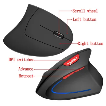 2.4 G Wireless Mouse-ul Vertical Mouse-ul de Birou Ergonomic 6 Butoane reglabile 2400 dpi Mouse Optic pentru Jocuri de birou Laptop PC