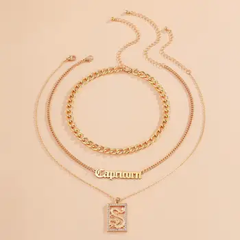 Kpop Cristal Capricorn Pandantiv Colier pentru Femei Barbati Vintage Estetice Gât Lanț Cravată Colier Gotic Bijuterii Gift2021