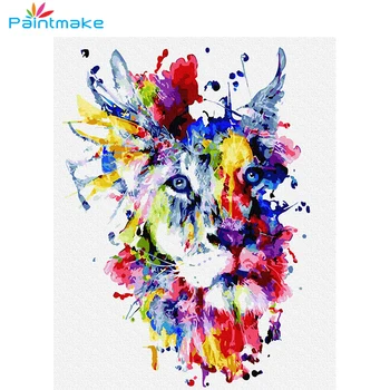 Paintmake DIY Vopsea De Numere Digitale Pictura in Ulei pe panza Acasă Decor Pictura Arta de Perete Leu de Imagine Pentru Copii