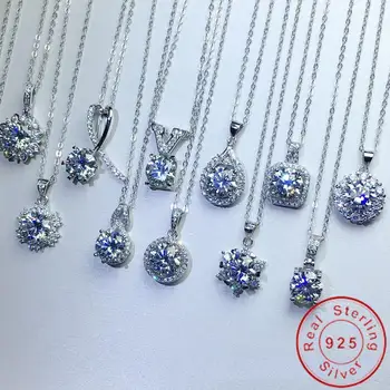 Charm argint 925 Pandantiv Laborator Diamant Cz Petrecere de Logodna, Pandantive, Coliere pentru Femei Mireasa Nunta bijuterii Cadou