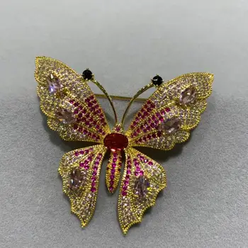 Insecte fluture brosa din cupru cu cubic zircon moda bijuterii femei pentru haina și rochie de transport gratuit romantic