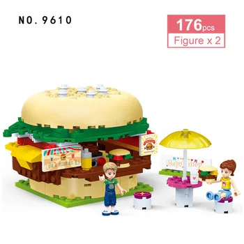 9610 176PCS Prieteni Fata de City parc de distracții, teren de joacă pentru Burger Magazin de bloc cu 2 cifre Cărămizi de Jucărie pentru Fata Cadou