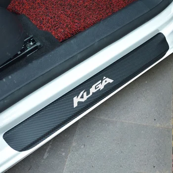 4BUC fibra de carbon de vinil autocolant Auto Pragului de Ușă Scuff Placa pentru FORD KUGA, Piese Accesorii