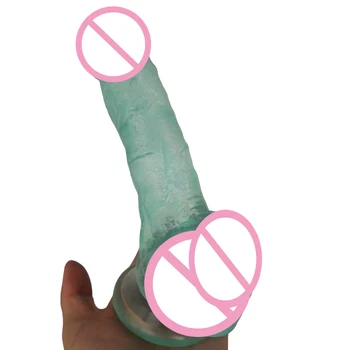 20*4.5 CM transparente vibrator realist moale penis artificial mare scula masturbator ventuza dildo-uri pentru adulti jucarii sexuale pentru femei