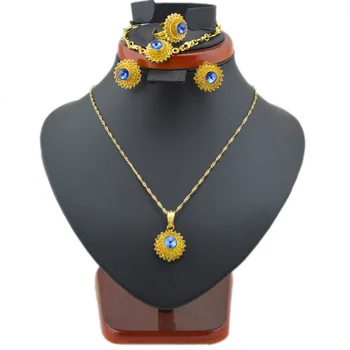 Ethlyn dimensiuni mici femei Etiopian seturi de bijuterii de Aur de Culoare stras bratara/cercei/inel/pandantiv/lant bijuterii setsS24A