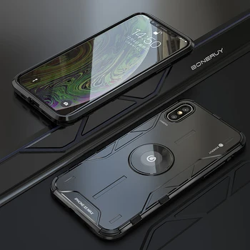 De lux Armura de Metal Aluminiu+TPU Grele Telefon Proteja Funda Coque Suport Cover Pentru iPhone XS Max XR SE2 2020 7 8 X XS Caz