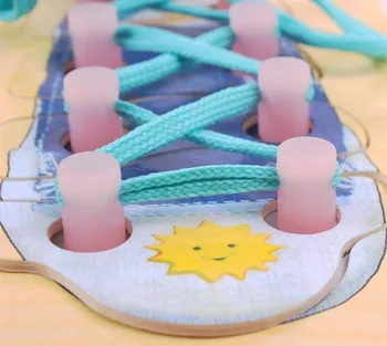 Montessori Jucării De Învățare De Învățământ De Jucărie Din Lemn Filetare Bord Joc De Copii Abilitate De Viata Exercițiu Cravată Nod Catarama Dantela-Up Pantofi