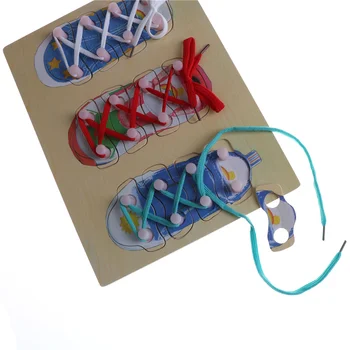 Montessori Jucării De Învățare De Învățământ De Jucărie Din Lemn Filetare Bord Joc De Copii Abilitate De Viata Exercițiu Cravată Nod Catarama Dantela-Up Pantofi