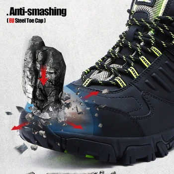 LARNMERM Mens Pantofi de protecție Pantofi de Lucru din Oțel Tep Confortabil Respirabil Usoare Anti-zdrobitor Non-alunecare de Construcție Pantofi