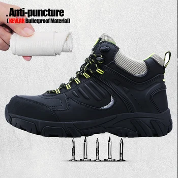 LARNMERM Mens Pantofi de protecție Pantofi de Lucru din Oțel Tep Confortabil Respirabil Usoare Anti-zdrobitor Non-alunecare de Construcție Pantofi