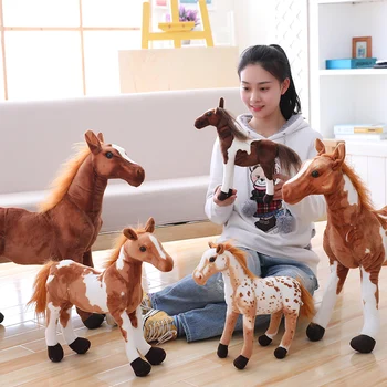 Simulare de cal jucărie de pluș Papusa Mascota Cal Ponei Papusa Copilul Zodiacului Papusa Decor Cadou Pentru un Băiat de Școală jucării
