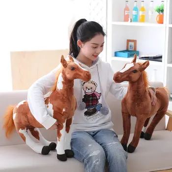 Simulare de cal jucărie de pluș Papusa Mascota Cal Ponei Papusa Copilul Zodiacului Papusa Decor Cadou Pentru un Băiat de Școală jucării