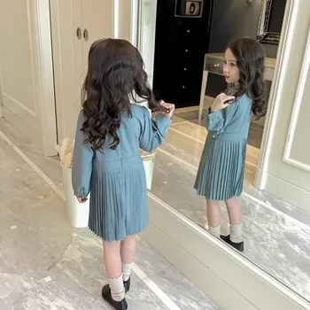 2019 coreean Primavara Toamna 2-6 ani fetite Printesa Copil Rochie Maneca Lunga Copilul de Costume pentru Copii Rochii Pentru Copii BC1229-1