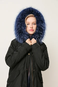 QIUCHEN 2018 Noua jacheta de iarna lungime 88cm materiale exclusive de blană de vulpe căptușite wterproof hanorac