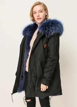 QIUCHEN 2018 Noua jacheta de iarna lungime 88cm materiale exclusive de blană de vulpe căptușite wterproof hanorac