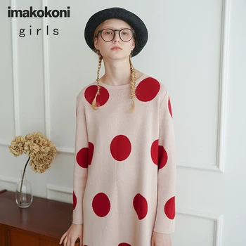 Imakokoni roz rochie cu mâneci lungi design original dulce mid-lungime pulover feminin toamna 182467