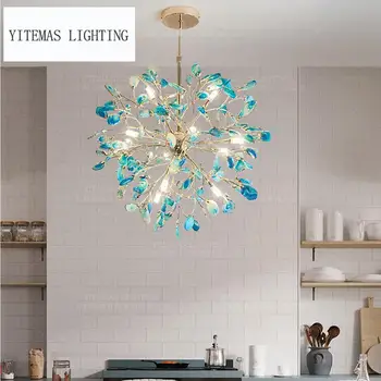 Glob LED candelabru agat albastru/verde/mov/roz agat candelabru pentru dormitor/living/bucatarie/sufragerie/hol