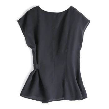 SuyaDream Femei Bluze de Vara Mătase naturală Bat Mâneci gât O Eșarfă Bluza Tricou 2020 Birou Simplu Tricou