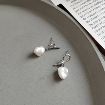 LouLeur argint 925 lega pearl cercei argint neregulate la modă perla cercei stud pentru femei elegante bijuterii farmec