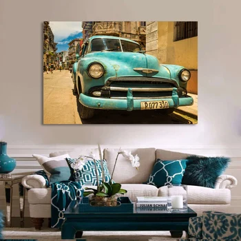 Retro Vintage Albastru Acasă Decorare Auto Hd Printuri Pictura Imagini Drăguț Drum Arta De Perete Modular Panza Poster Noptiera De Fundal
