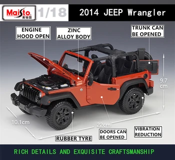 Maisto 1:18 JEEP Wrangler vehicul off-road Aliaj Retro Model de Masina Decor Colecție cadou