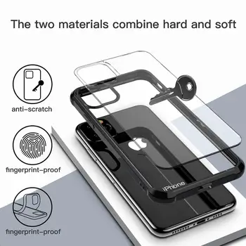 Clar Acrilic Caz Pentru iPhone 12 Pro Max 12 Mini rezistent la Șocuri și Anti-Knock Armura Telefon Caz Pentru iPhone 11 Pro Max XR X XS Max 7 8
