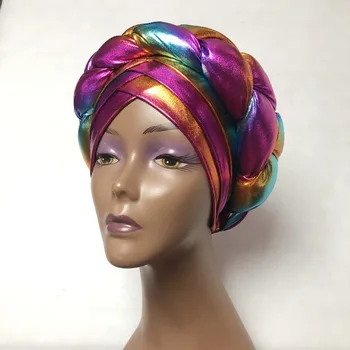 African Cap Cap Împachetări Turban Hijab Capace De Nunta Aso Oke Headtie Musulman Făcut Deja Auto Gele Nigerian Pălărie Headwrap Pentru Petrecere