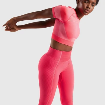 Femei Yoga Pantaloni Scurți Set De Fitness Fără Sudură Jambiere Haine De Sport Jogging Execută Antrenament Costume Sport