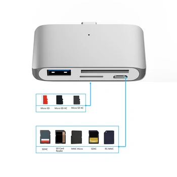 4 în 1 USB de Tip C Hub cu USB3.0/SD/micro SD Multifunctional OTG Card Reader pentru Telefonul Mobil Noua Moda