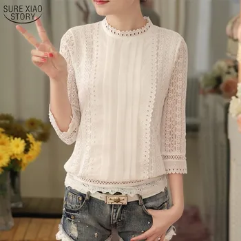 2021 Nouă Primăvară Femei Bluze coreea Style Moda Sifon Tricouri Maneca lunga bluze Guler de Stand Haine Plus Dimensiune Topuri 61J 25