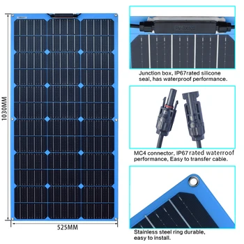 Panou Solar 100w module 18v flexibel încărcător celule monocristaline 3m cablu solar 10A 20A controler pentru baterie auto yacht RV