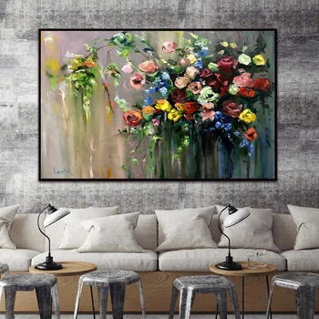 Modern Frumos Trandafir Florale Panza Picturi de Flori de Postere si Printuri de Arta de Perete Panza Imaginile pentru Camera de zi Decor Acasă
