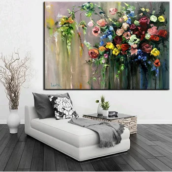 Modern Frumos Trandafir Florale Panza Picturi de Flori de Postere si Printuri de Arta de Perete Panza Imaginile pentru Camera de zi Decor Acasă